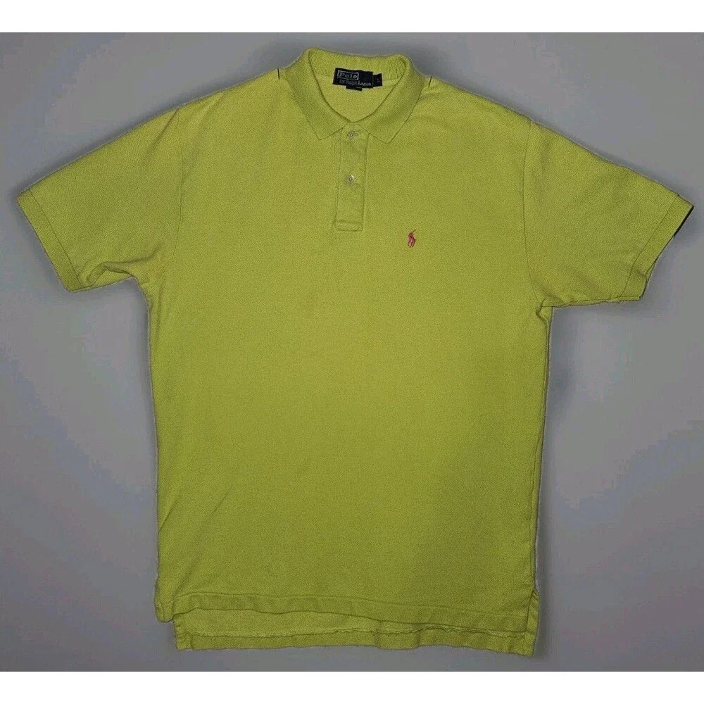 Polo Ralph Lauren Vtg Lime Green Preppy Golf Tennis Lg Vhtf